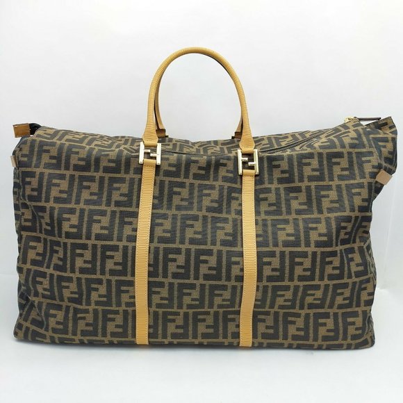 Fendi Handbags - authentic Fendi Boston Bag Brown Canvas